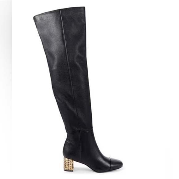 NWT Kurt Geiger Mayfair 55 Black Leather Over the Knee Rhinestone Heel Boot 36 6 - Picture 2 of 16